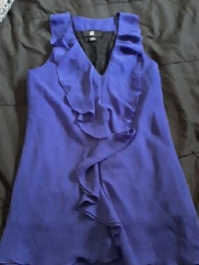 Iz Byer Blue Sleeveless Ruffle Top